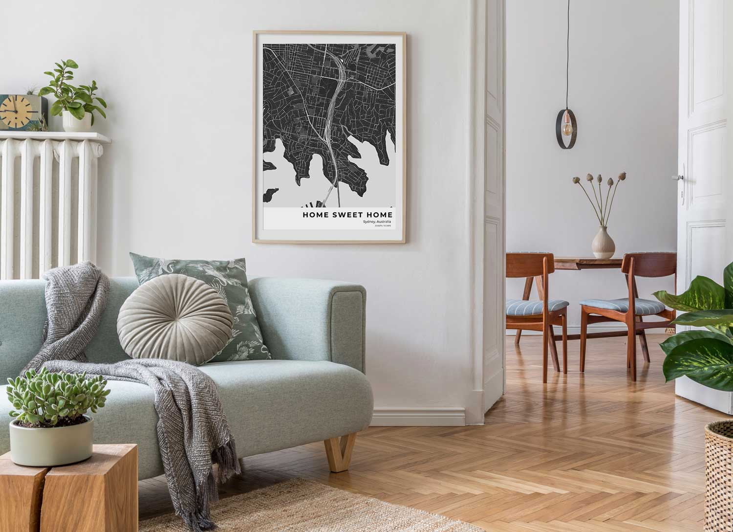 Custom coordinates poster with latitude, longitude, place name and date in elegant typography